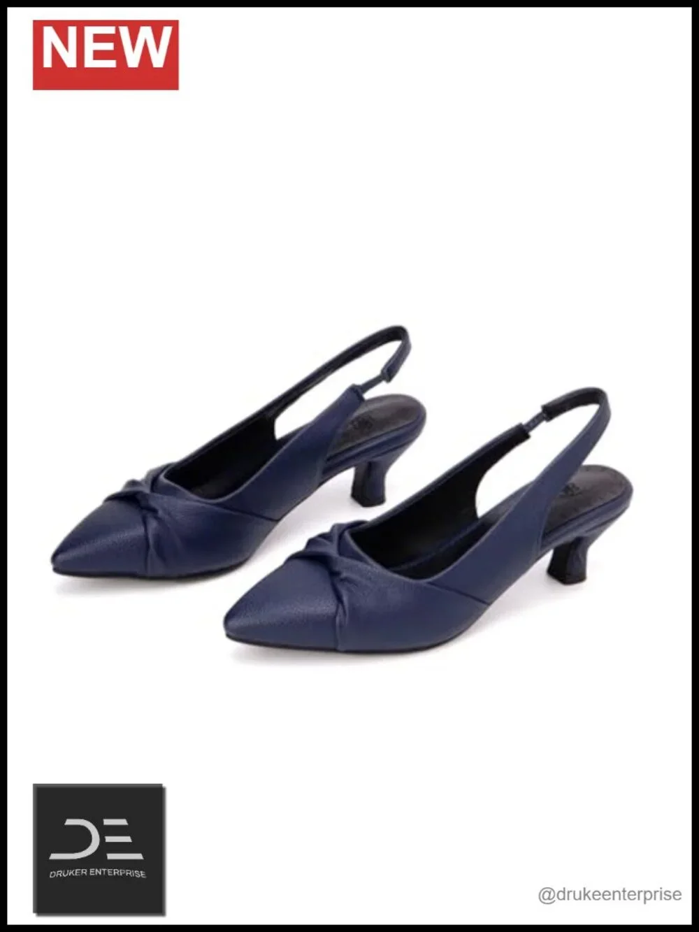 Slingback Kitten Heels Pointed Toe Pumps Faux Leather